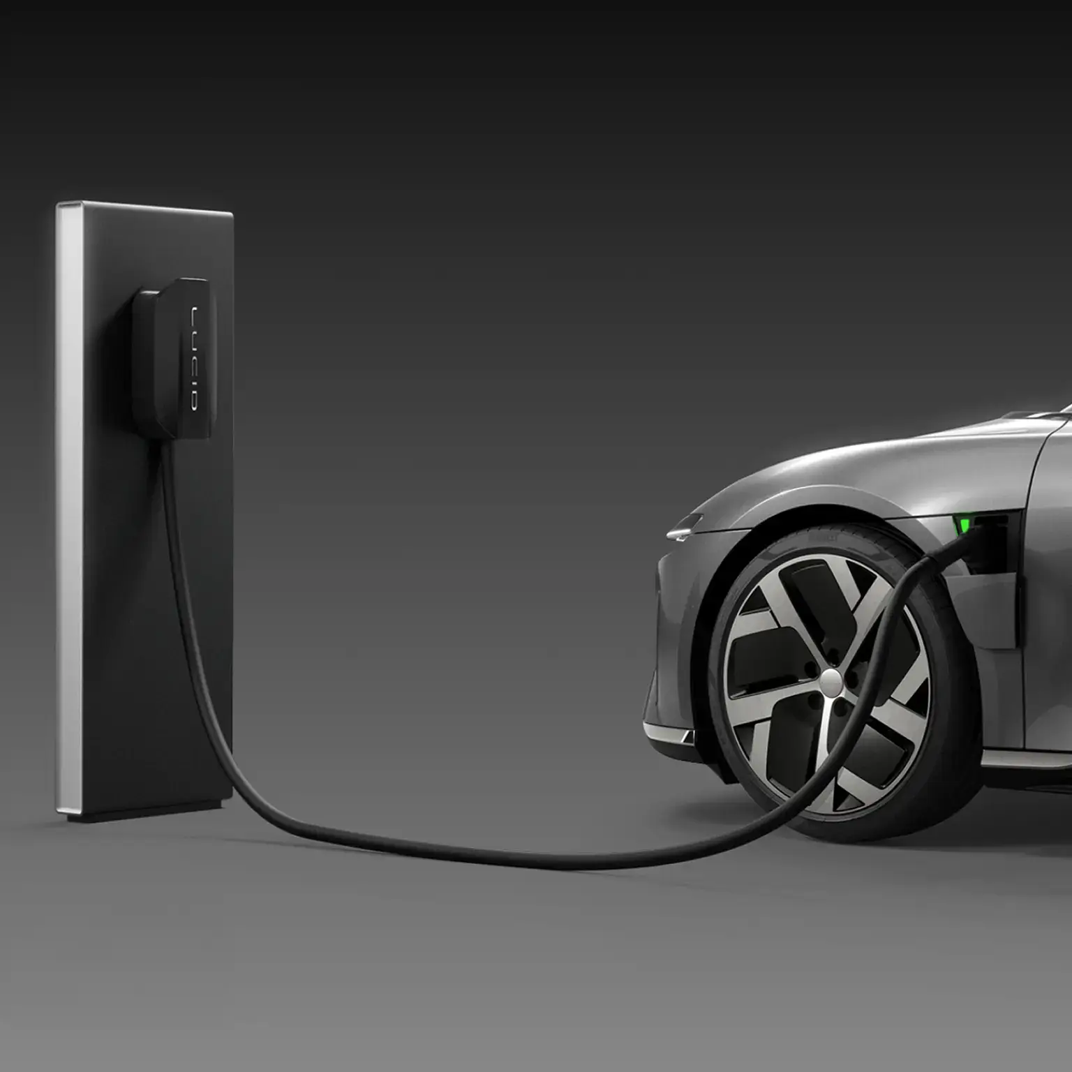 Professional EV charging station installation by Astro Electric in Issaquah - Lucid Air charging at luxury home
